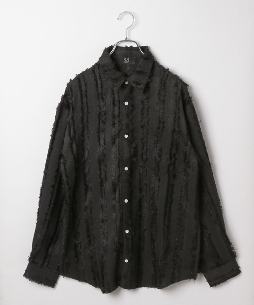 3.3 Field Trip (3.3フィールドトリップ)の「3.3 Field Trip/フリンジストライプシャツ(シャツ/ブラウス・メンズ・ブラック/アイボリー・FREE)」の19枚目の写真