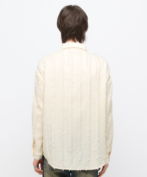 3.3 Field Trip (3.3フィールドトリップ)の「3.3 Field Trip/フリンジストライプシャツ(シャツ/ブラウス・メンズ・ブラック/アイボリー・FREE)」の11枚目の写真