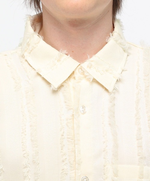 3.3 Field Trip (3.3フィールドトリップ)の「3.3 Field Trip/フリンジストライプシャツ(シャツ/ブラウス・メンズ・ブラック/アイボリー・FREE)」の12枚目の写真