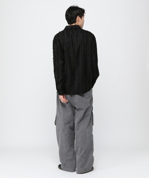 3.3 Field Trip (3.3フィールドトリップ)の「3.3 Field Trip/フリンジストライプシャツ(シャツ/ブラウス・メンズ・ブラック/アイボリー・FREE)」の22枚目の写真