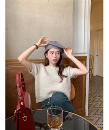 SALTMINT（ソルトミント）の「《韓国ファッション》リブヘム半袖ニット（ニット/セーター）」