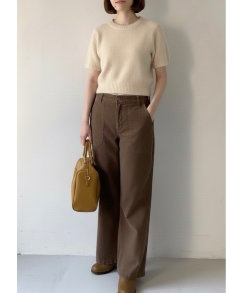 SALTMINT(ソルトミント)の「《韓国ファッション》リブヘム半袖ニット(ニット/セーター・レディース・ベージュ/ピンク・FREE)」の2枚目の写真