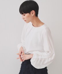 シャーリングスリーブブラウス【洗濯機洗い可】