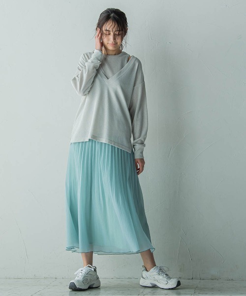MAYSON GREY(メイソングレイ)の「SET スラブジャージタンクトップ+深Vネックプルオーバー(Tシャツ/カットソー・レディース・イエロー/オフホワイト/チャコールグレー・M)」の6枚目の写真