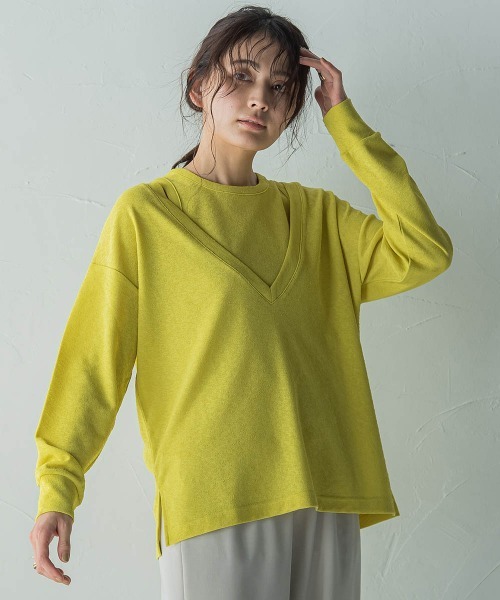 MAYSON GREY(メイソングレイ)の「SET スラブジャージタンクトップ+深Vネックプルオーバー(Tシャツ/カットソー・レディース・イエロー/オフホワイト/チャコールグレー・M)」の8枚目の写真