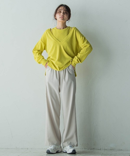 MAYSON GREY(メイソングレイ)の「SET スラブジャージタンクトップ+深Vネックプルオーバー(Tシャツ/カットソー・レディース・イエロー/オフホワイト/チャコールグレー・M)」の10枚目の写真