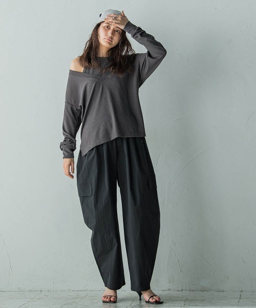 MAYSON GREY(メイソングレイ)の「SET スラブジャージタンクトップ+深Vネックプルオーバー(Tシャツ/カットソー・レディース・イエロー/オフホワイト/チャコールグレー・M)」の19枚目の写真