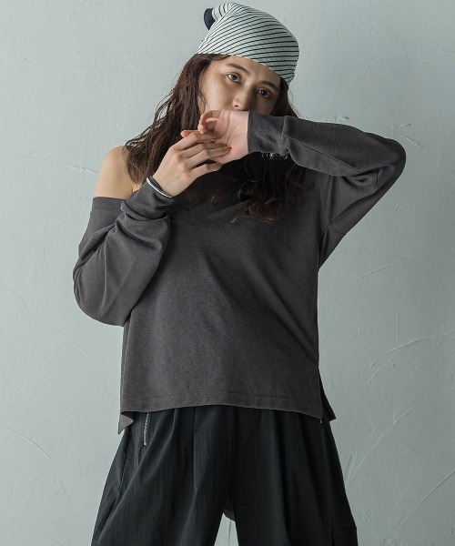 MAYSON GREY(メイソングレイ)の「SET スラブジャージタンクトップ+深Vネックプルオーバー(Tシャツ/カットソー・レディース・イエロー/オフホワイト/チャコールグレー・M)」の14枚目の写真