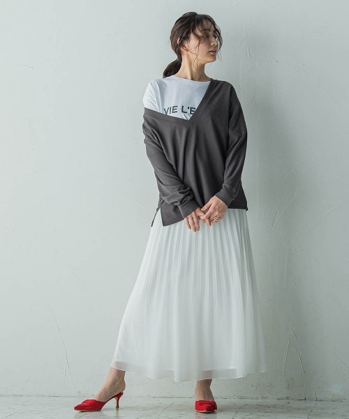 MAYSON GREY(メイソングレイ)の「SET スラブジャージタンクトップ+深Vネックプルオーバー(Tシャツ/カットソー・レディース・イエロー/オフホワイト/チャコールグレー・M)」の21枚目の写真