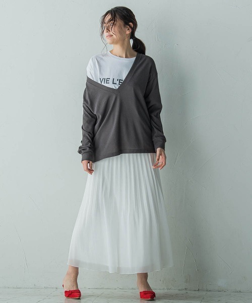 MAYSON GREY(メイソングレイ)の「SET スラブジャージタンクトップ+深Vネックプルオーバー(Tシャツ/カットソー・レディース・イエロー/オフホワイト/チャコールグレー・M)」の22枚目の写真