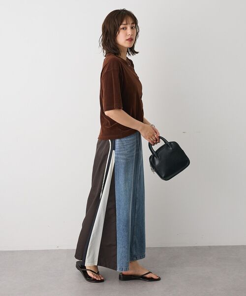 CRAFT STANDARD BOUTIQUE(クラフトスタンダードブティック)の「デニム切替異素材スカート(スカート・レディース・ブラウン/ブラック・FREE)」の8枚目の写真