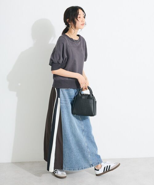 CRAFT STANDARD BOUTIQUE(クラフトスタンダードブティック)の「デニム切替異素材スカート(スカート・レディース・ブラウン/ブラック・FREE)」の11枚目の写真