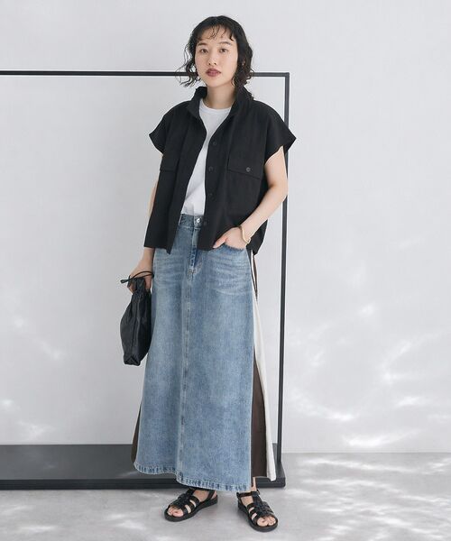 CRAFT STANDARD BOUTIQUE(クラフトスタンダードブティック)の「デニム切替異素材スカート(スカート・レディース・ブラウン/ブラック・FREE)」の13枚目の写真