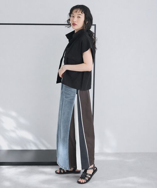 CRAFT STANDARD BOUTIQUE(クラフトスタンダードブティック)の「デニム切替異素材スカート(スカート・レディース・ブラウン/ブラック・FREE)」の14枚目の写真