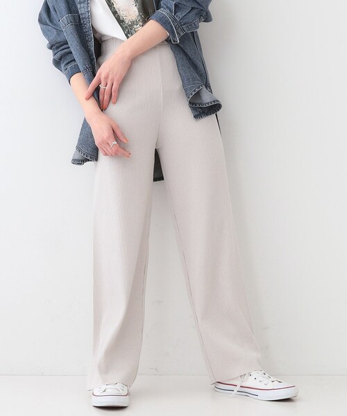 SHOO・LA・RUE（シューラルー）の「【洗える/S-LL】やわらか楽ちん カットリブパンツ（その他パンツ・レディース・チャコールグレー/ライトベージュ/ブラック・01/02/03/04）」の3枚目の写真