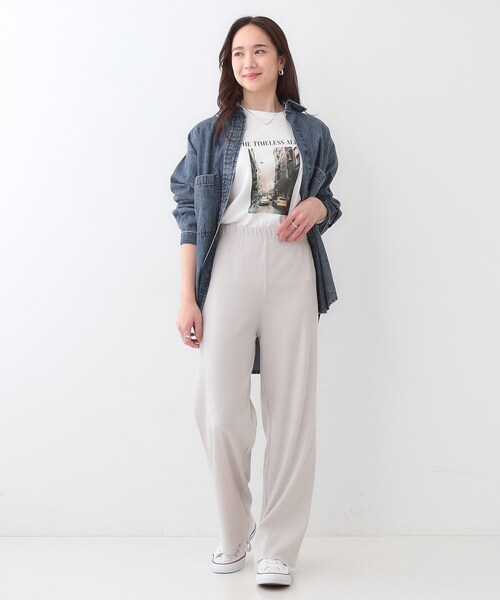 SHOO・LA・RUE（シューラルー）の「【洗える/S-LL】やわらか楽ちん カットリブパンツ（その他パンツ・レディース・チャコールグレー/ライトベージュ/ブラック・01/02/03/04）」の10枚目の写真