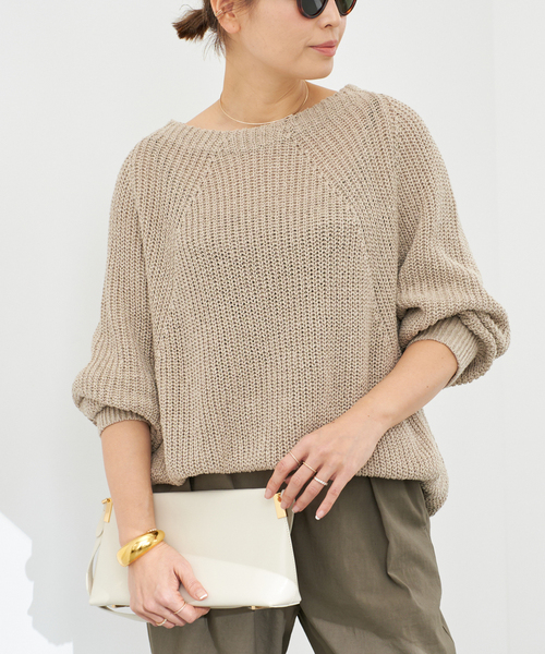 Deuxieme Classe(ドゥーズィエムクラス)の「*Lily Linen アゼプルオーバー(ニット/セーター・レディース・ベージュ/チャコールグレー・FREE)」の13枚目の写真