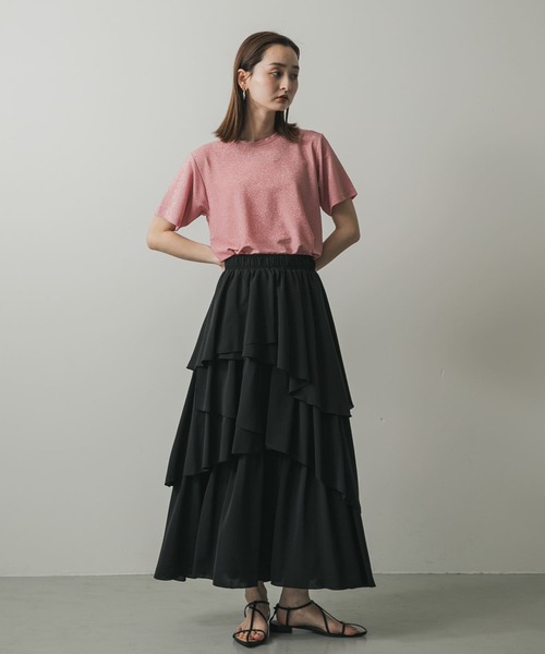 SENSE OF PLACE by URBAN RESEARCH（センスオブプレイスバイアーバンリサーチ）の「クルーネックラメTシャツ(半袖)（Tシャツ/カットソー・レディース・ライトブルー/ブラック/シルバー/ベージュ/ピンク・ONE）」の14枚目の写真