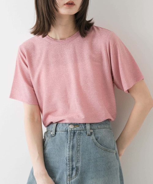 SENSE OF PLACE by URBAN RESEARCH（センスオブプレイスバイアーバンリサーチ）の「クルーネックラメTシャツ(半袖)（Tシャツ/カットソー・レディース・ライトブルー/ブラック/シルバー/ベージュ/ピンク・ONE）」の15枚目の写真