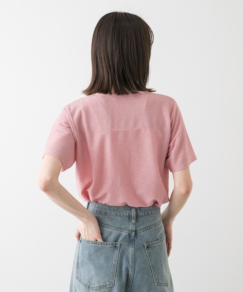 SENSE OF PLACE by URBAN RESEARCH（センスオブプレイスバイアーバンリサーチ）の「クルーネックラメTシャツ(半袖)（Tシャツ/カットソー・レディース・ライトブルー/ブラック/シルバー/ベージュ/ピンク・ONE）」の16枚目の写真