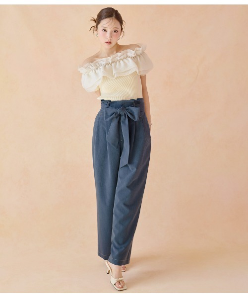 PEACH JOHN（ピーチジョン）の「リボンハイウエストパンツ（その他パンツ・レディース・ブルー/ライトブルー/アイボリー・SMALL/MEDIUM）」の3枚目の写真