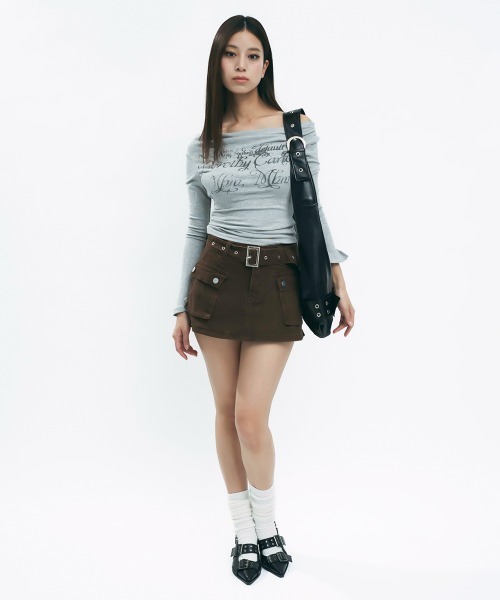 セール】Belted denim cargo culottes / ベルト付きデニムカーゴ