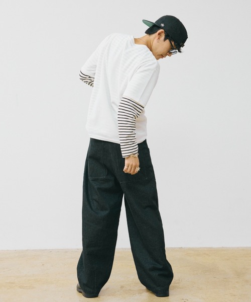 INTER FACTORY(インターファクトリー)の「HIROKI - ダブルポケットデニムパンツ made in INTERFACTORY(デニムパンツ・メンズ・インディゴブルー/ブラック・MEDIUM/LARGE)」の6枚目の写真