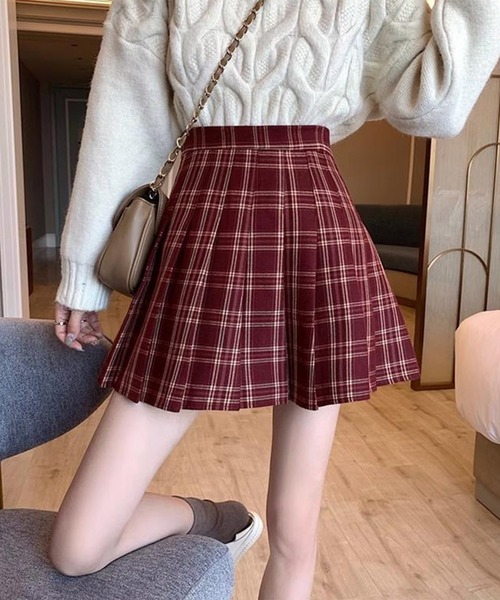 Lace Ladies(レースレディース)の「タータンチェック ボックス プリーツ ミニ スカート(スカート・レディース・レッド/グレー・XS/XL/L/M/S)」の3枚目の写真