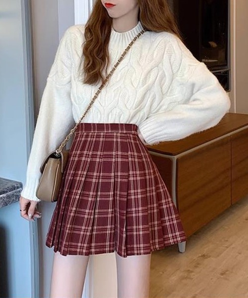 Lace Ladies(レースレディース)の「タータンチェック ボックス プリーツ ミニ スカート(スカート・レディース・レッド/グレー・XS/XL/L/M/S)」の4枚目の写真
