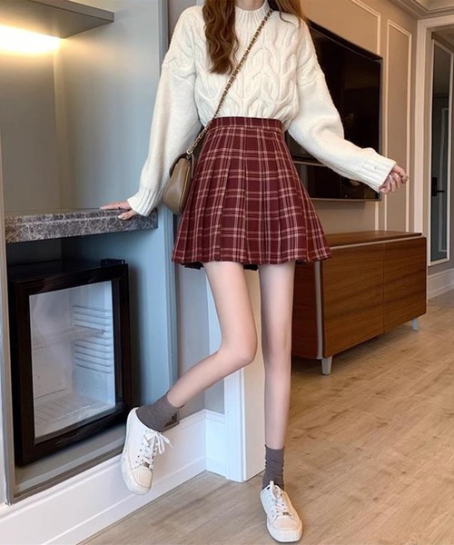 Lace Ladies(レースレディース)の「タータンチェック ボックス プリーツ ミニ スカート(スカート・レディース・レッド/グレー・XS/XL/L/M/S)」の6枚目の写真