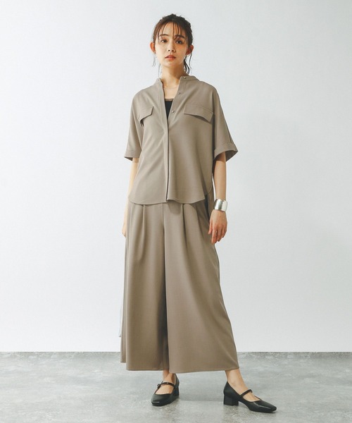 GLOBAL WORK（グローバルワーク）の「リラックススマートフレアワイドパンツ/290015（その他パンツ・レディース・モカ/スミクロ/ネイビー・REGULAR/SHORT）」の8枚目の写真