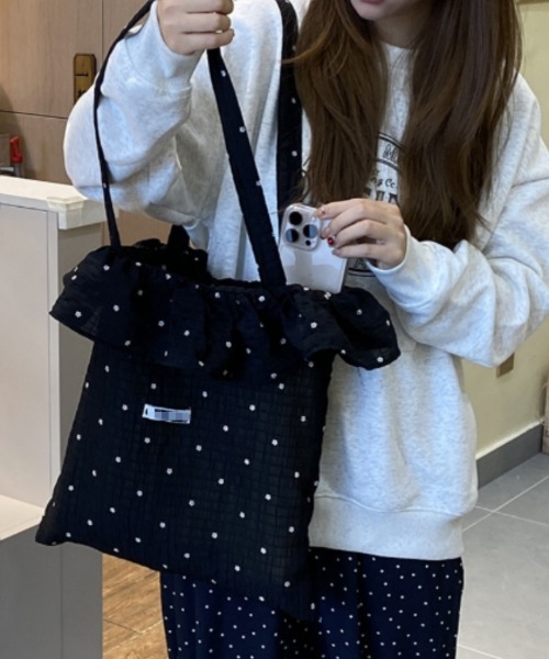 Ritzy(リッツィー)の「フラワープリント フリルデザイン トートバッグ(トートバッグ・レディース・ホワイト/ブラック/レッド・FREE)」の20枚目の写真