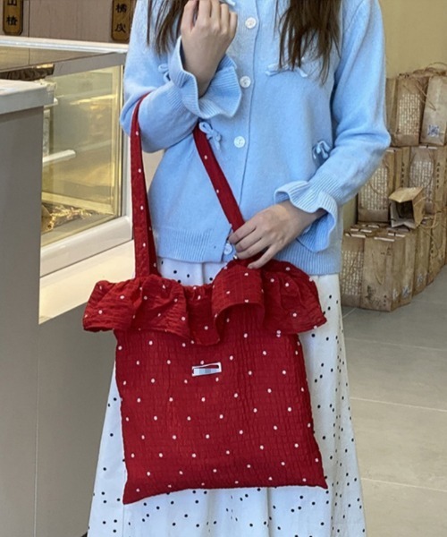 Ritzy(リッツィー)の「フラワープリント フリルデザイン トートバッグ(トートバッグ・レディース・ホワイト/ブラック/レッド・FREE)」の8枚目の写真
