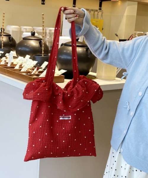 Ritzy(リッツィー)の「フラワープリント フリルデザイン トートバッグ(トートバッグ・レディース・ホワイト/ブラック/レッド・FREE)」の9枚目の写真