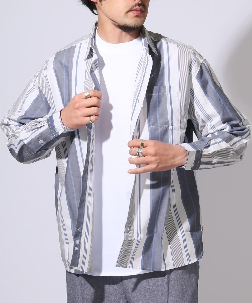 LUXSTYLE(ラグスタイル)の「総柄ワイドシルエット長袖シャツ(シャツ/ブラウス・メンズ・A/F/C/D/E/B・M/L/XL)」の2枚目の写真
