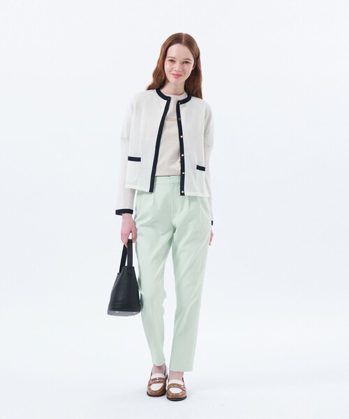 MACKINTOSH PHILOSOPHY(マッキントッシュ フィロソフィー)の「ロイトンシアーニット(カーディガン/ボレロ・レディース・オフホワイト/ダークネイビー/イエロー・38)」の4枚目の写真