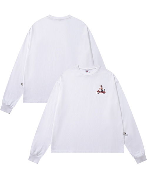 HOOK（フック）の「HOOK -original-　DOGワンポイント刺繍ロンTEE（Tシャツ/カットソー・メンズ・グリーン/ブラック/ライトベージュ/オフホワイト/ライトブルー/ホワイト・LARGE/MEDIUM/X-LARGE）」の3枚目の写真