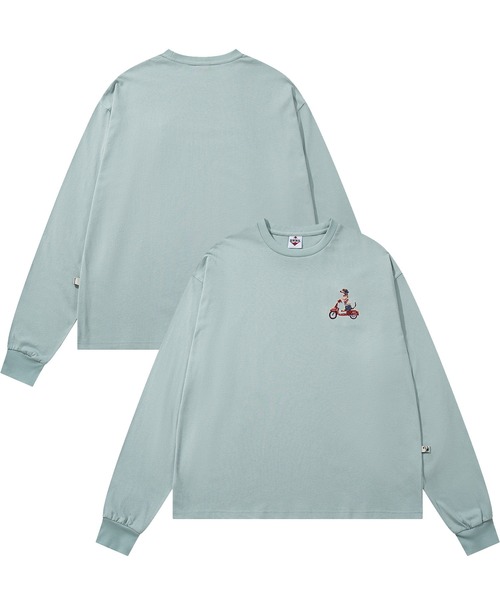 HOOK（フック）の「HOOK -original-　DOGワンポイント刺繍ロンTEE（Tシャツ/カットソー・メンズ・グリーン/ブラック/ライトベージュ/オフホワイト/ライトブルー/ホワイト・LARGE/MEDIUM/X-LARGE）」の6枚目の写真