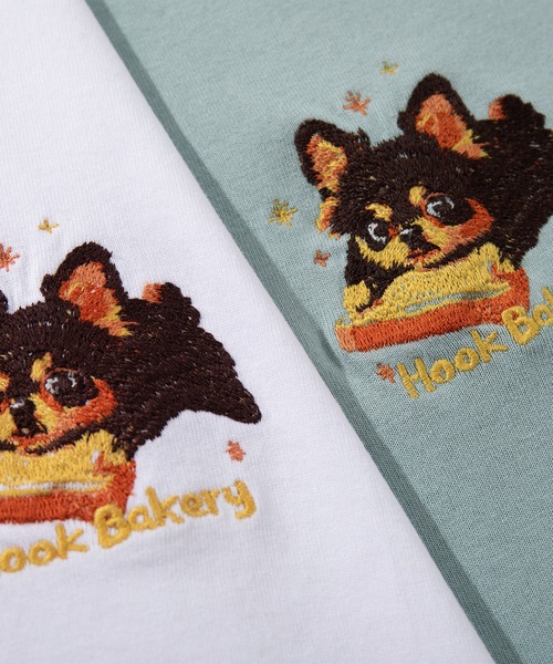 HOOK（フック）の「HOOK -original-　DOGワンポイント刺繍ロンTEE（Tシャツ/カットソー・メンズ・グリーン/ブラック/ライトベージュ/オフホワイト/ライトブルー/ホワイト・LARGE/MEDIUM/X-LARGE）」の16枚目の写真