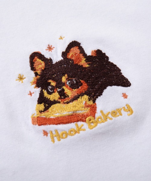 HOOK（フック）の「HOOK -original-　DOGワンポイント刺繍ロンTEE（Tシャツ/カットソー・メンズ・グリーン/ブラック/ライトベージュ/オフホワイト/ライトブルー/ホワイト・LARGE/MEDIUM/X-LARGE）」の17枚目の写真