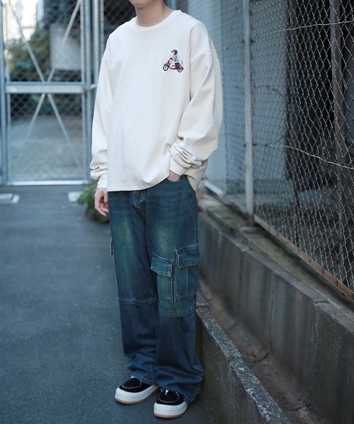 HOOK（フック）の「HOOK -original-　DOGワンポイント刺繍ロンTEE（Tシャツ/カットソー・メンズ・グリーン/ブラック/ライトベージュ/オフホワイト/ライトブルー/ホワイト・LARGE/MEDIUM/X-LARGE）」の12枚目の写真