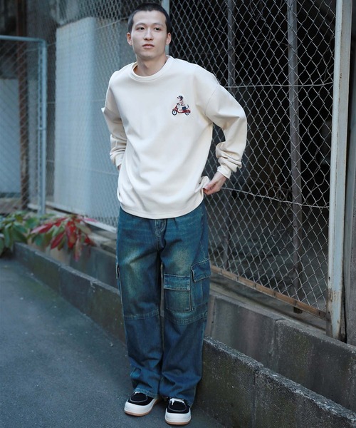 HOOK（フック）の「HOOK -original-　DOGワンポイント刺繍ロンTEE（Tシャツ/カットソー・メンズ・グリーン/ブラック/ライトベージュ/オフホワイト/ライトブルー/ホワイト・LARGE/MEDIUM/X-LARGE）」の14枚目の写真