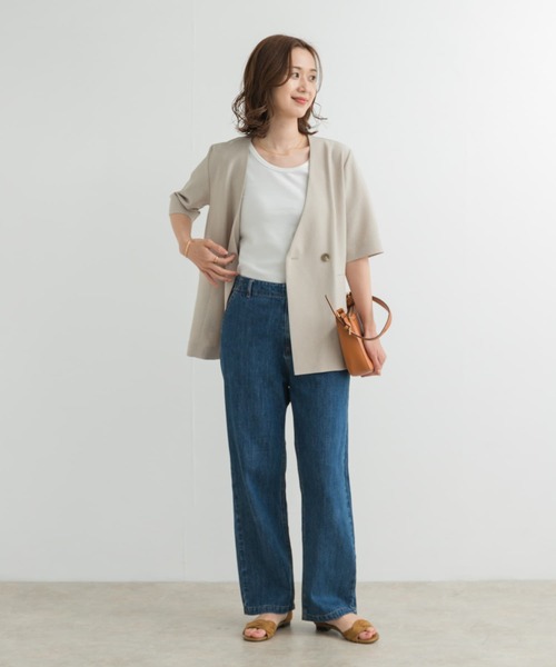 URBAN RESEARCH DOORS(アーバンリサーチドアーズ)の「『UR TECH DRYLUXE』ハーフスリーブジャケット(その他アウター・レディース・ベージュ/チャコールグレー・MEDIUM)」の9枚目の写真