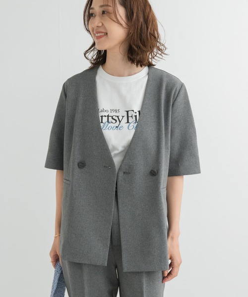 URBAN RESEARCH DOORS(アーバンリサーチドアーズ)の「『UR TECH DRYLUXE』ハーフスリーブジャケット(その他アウター・レディース・ベージュ/チャコールグレー・MEDIUM)」の11枚目の写真