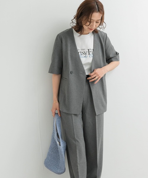 URBAN RESEARCH DOORS(アーバンリサーチドアーズ)の「『UR TECH DRYLUXE』ハーフスリーブジャケット(その他アウター・レディース・ベージュ/チャコールグレー・MEDIUM)」の14枚目の写真