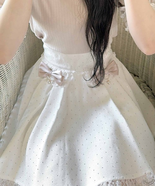 ROJITA(ロジータ)の「リボン付キラキラスカパン(スカート・レディース・ブラック/グレー/ホワイト・FREE)」の5枚目の写真
