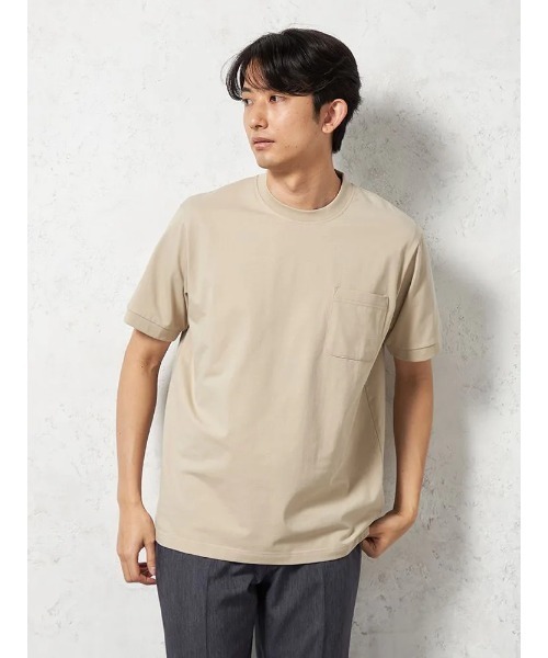 HARUYAMA(ハルヤマ)の「【WEB限定】 ポケット付き 半袖 Tシャツ スロープネック冷感 TOKYO RUN(Tシャツ/カットソー・メンズ・ブラック/ベージュ/ブルー/ホワイト・LL/L/M/3L)」の3枚目の写真