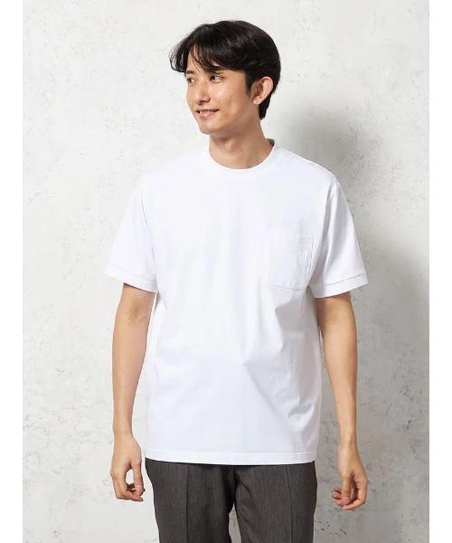 HARUYAMA(ハルヤマ)の「【WEB限定】 ポケット付き 半袖 Tシャツ スロープネック冷感 TOKYO RUN(Tシャツ/カットソー・メンズ・ブラック/ベージュ/ブルー/ホワイト・LL/L/M/3L)」の1枚目の写真
