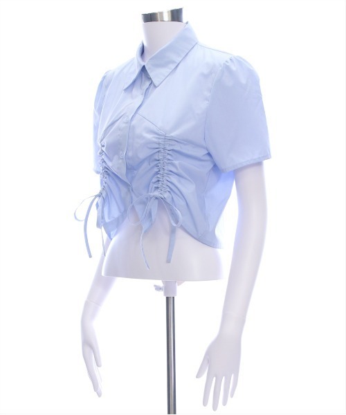 clear（クリア）の「ドロストリボン半袖シャツ[韓国ファッション 大人 細見え]≪2025SS新作≫（シャツ/ブラウス・レディース・イエロー/オフホワイト/サックスブルー・F）」の15枚目の写真