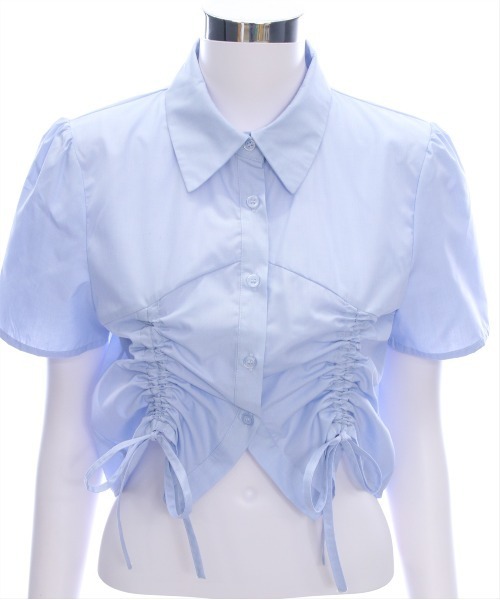 clear（クリア）の「ドロストリボン半袖シャツ[韓国ファッション 大人 細見え]≪2025SS新作≫（シャツ/ブラウス・レディース・イエロー/オフホワイト/サックスブルー・F）」の11枚目の写真